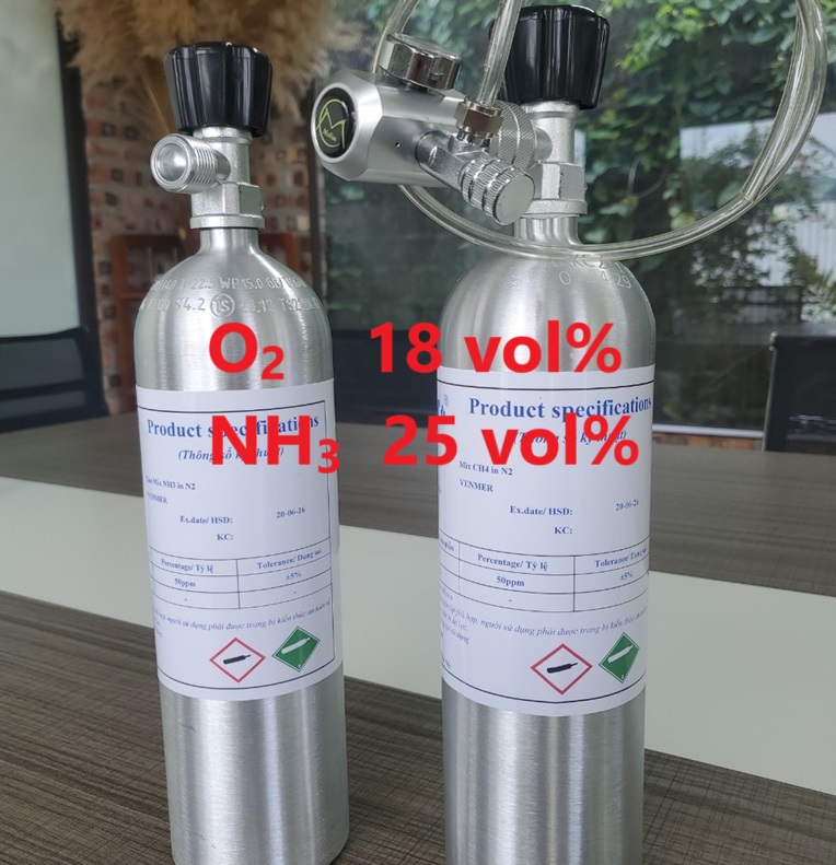 Chai khí O2 18 vol% NH3 25 vol% Chai khí O2 18 vol% NH3 25 vol%