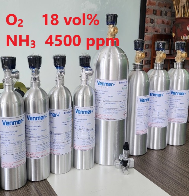 Chai khí O2 18 vol% NH3 4500 ppm Chai khí O2 18 vol% NH3 4500 ppm