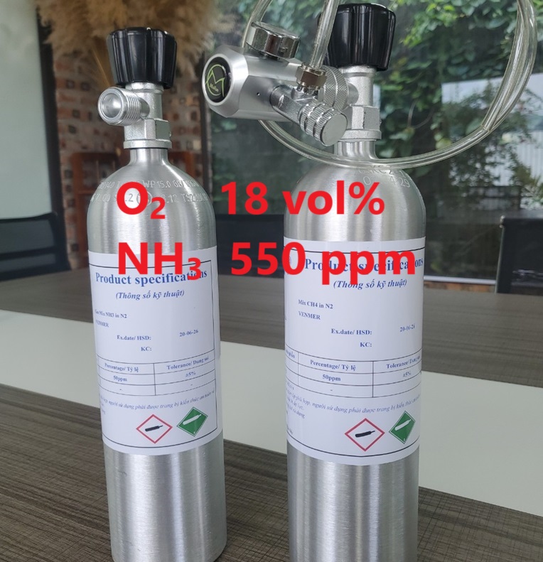 Chai khí O2 18 vol% NH3 550 ppm Chai khí O2 18 vol% NH3 550 ppm