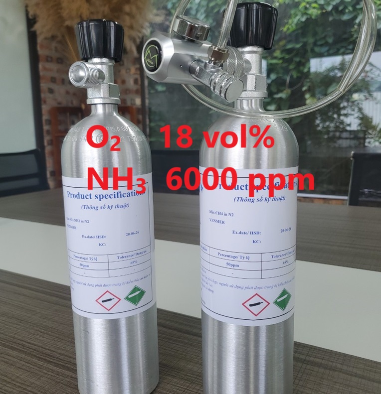 Chai khí O2 18 vol% NH3 6000 ppm Chai khí O2 18 vol% NH3 6000 ppm
