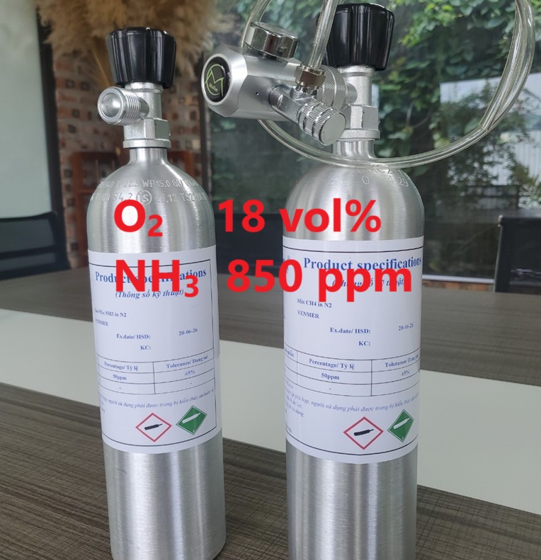 Chai khí O2 18 vol% NH3 850 ppm Chai khí O2 18 vol% NH3 850 ppm