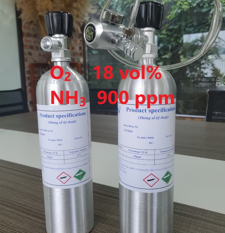 Chai khí O2 18 vol% NH3 900 ppm Chai khí O2 18 vol% NH3 900 ppm