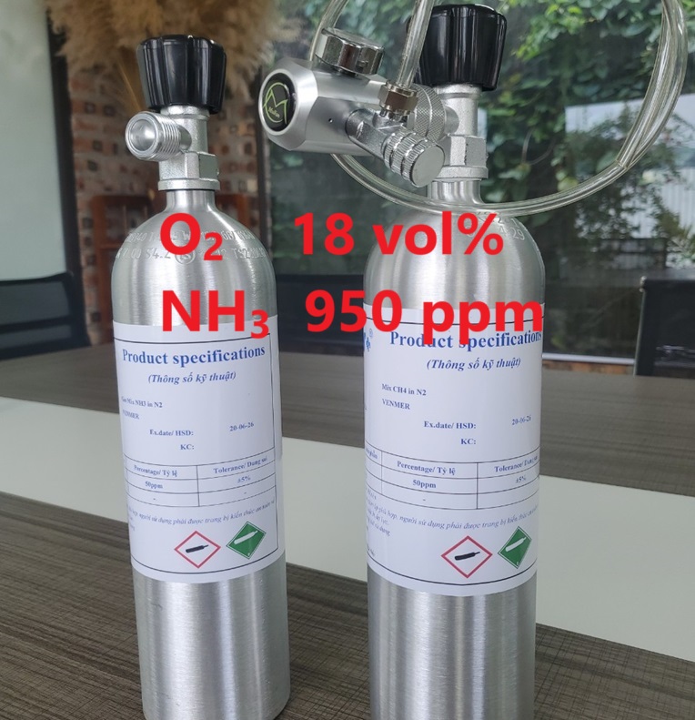Chai khí O2 18 vol% NH3 950 ppm Chai khí O2 18 vol% NH3 950 ppm