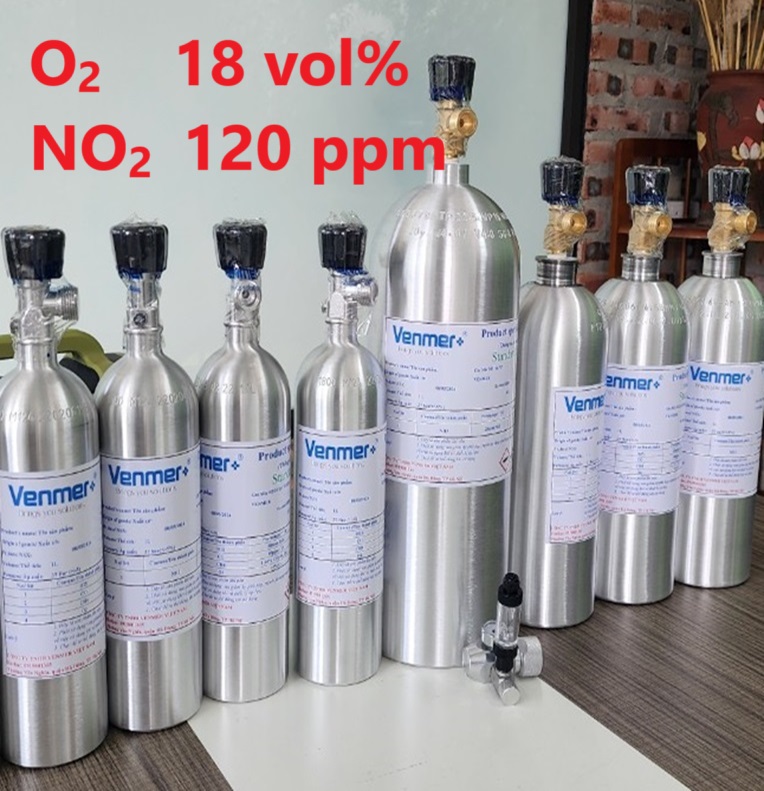 Chai khí O2 18 vol% NO2 120 ppm Chai khí O2 18 vol% NO2 120 ppm