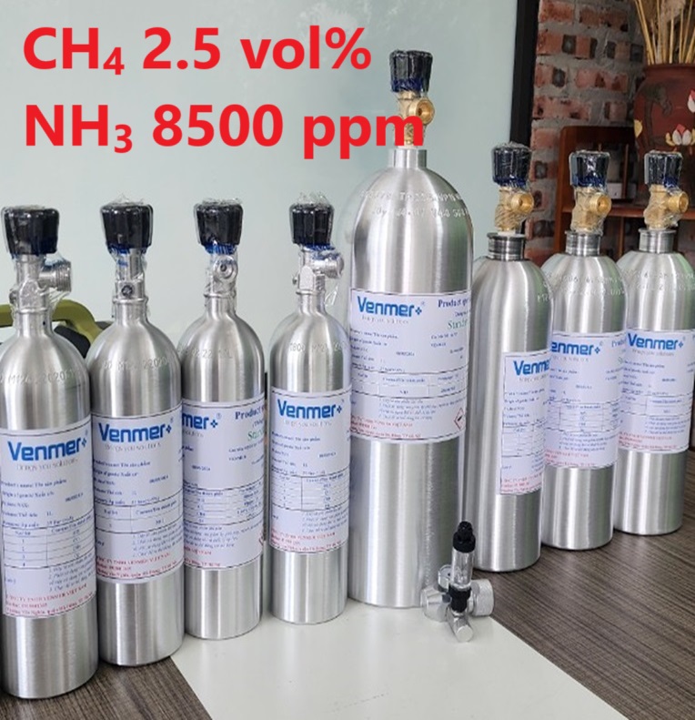 Chai khí CH4 2.5 vol % NH3 8500 ppm Chai khí CH4 2.5 vol % NH3 8500 ppm