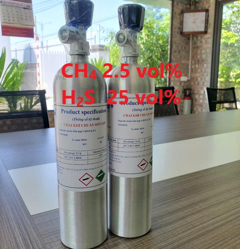 Chai khí CH4 2.5 vol % H2S 25 vol% Chai khí CH4 2.5 vol % H2S 25 vol%
