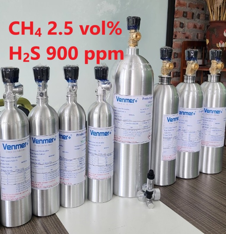 Chai khí CH4 2.5 vol % H2S 900 ppm Chai khí CH4 2.5 vol % H2S 900 ppm