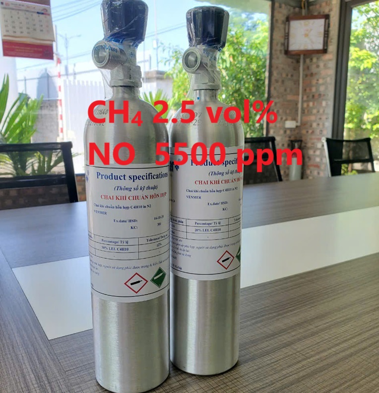 Chai khí CH4 2.5 vol % NO 5500 ppm Chai khí CH4 2.5 vol % NO 5500 ppm