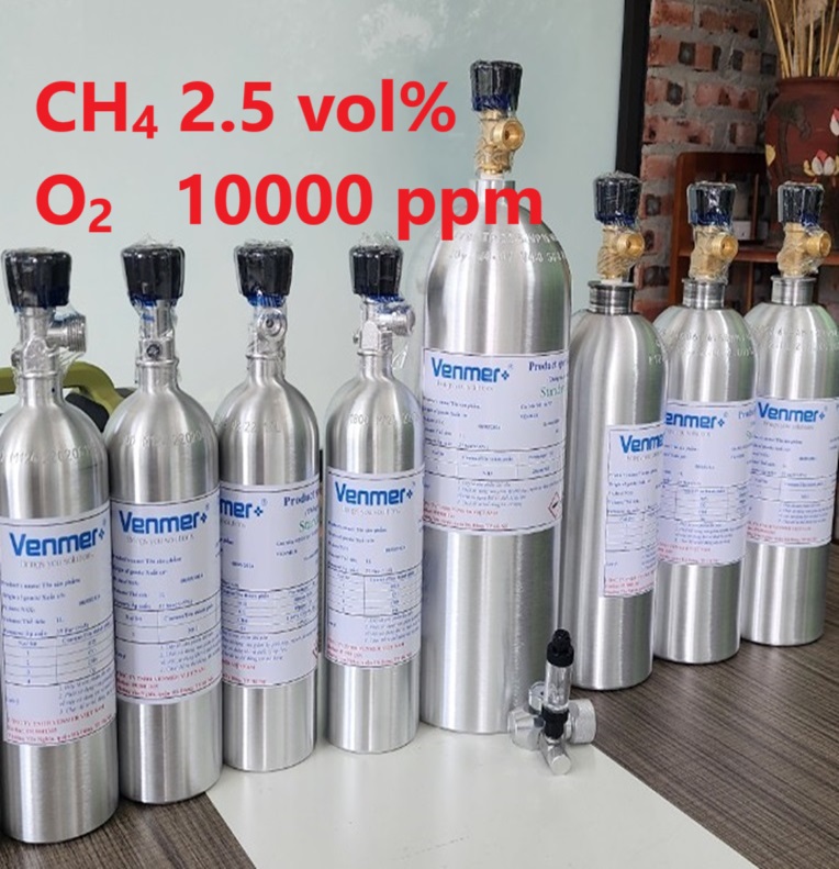 Chai khí CH4 2.5 vol % O2 10000 ppm Chai khí CH4 2.5 vol % O2 10000 ppm