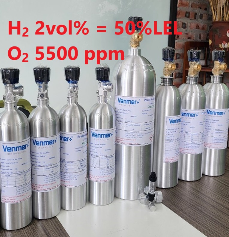 Chai khí H2 Hydro 2 vol % O2 5500 ppm Chai khí H2 Hydro 2 vol % O2 5500 ppm