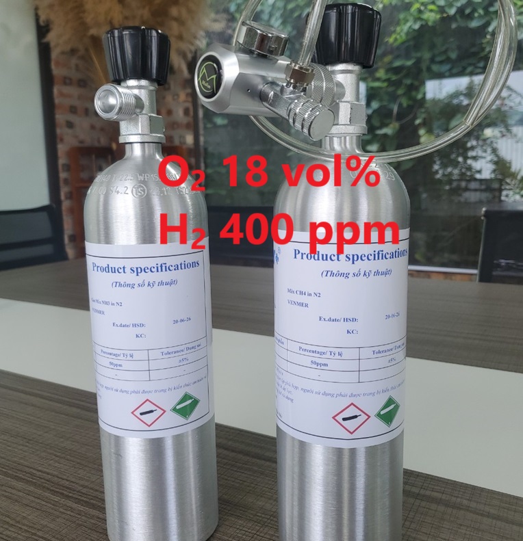Chai khí O2 18 vol% H2 400 ppm Chai khí O2 18 vol% H2 400 ppm