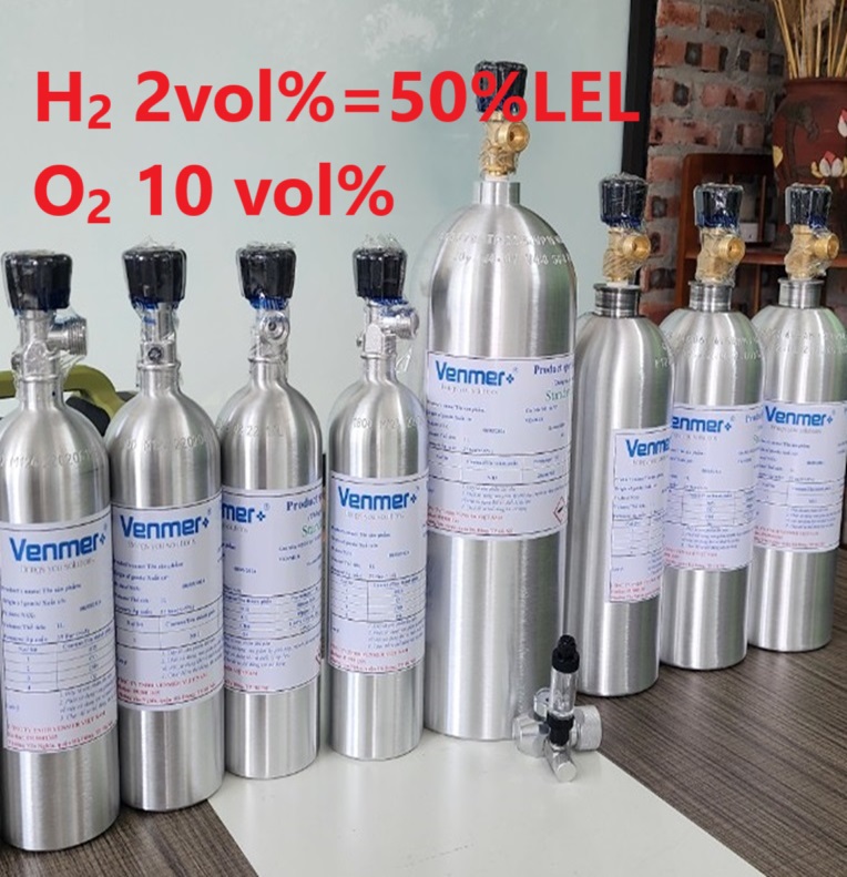 Chai khí H2 Hydro 2 vol % O2 10 vol% Chai khí H2 Hydro 2 vol % O2 10 vol%