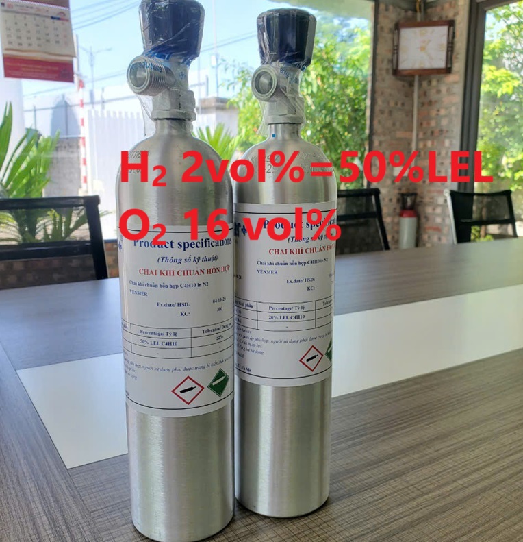 Chai khí H2 Hydro 2 vol % O2 16 vol% Chai khí H2 Hydro 2 vol % O2 16 vol%
