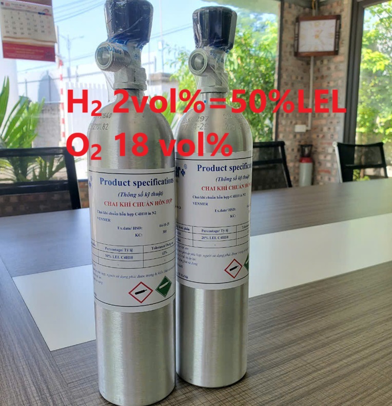 Chai khí H2 Hydro 2 vol % O2 18 vol% Chai khí H2 Hydro 2 vol % O2 18 vol%