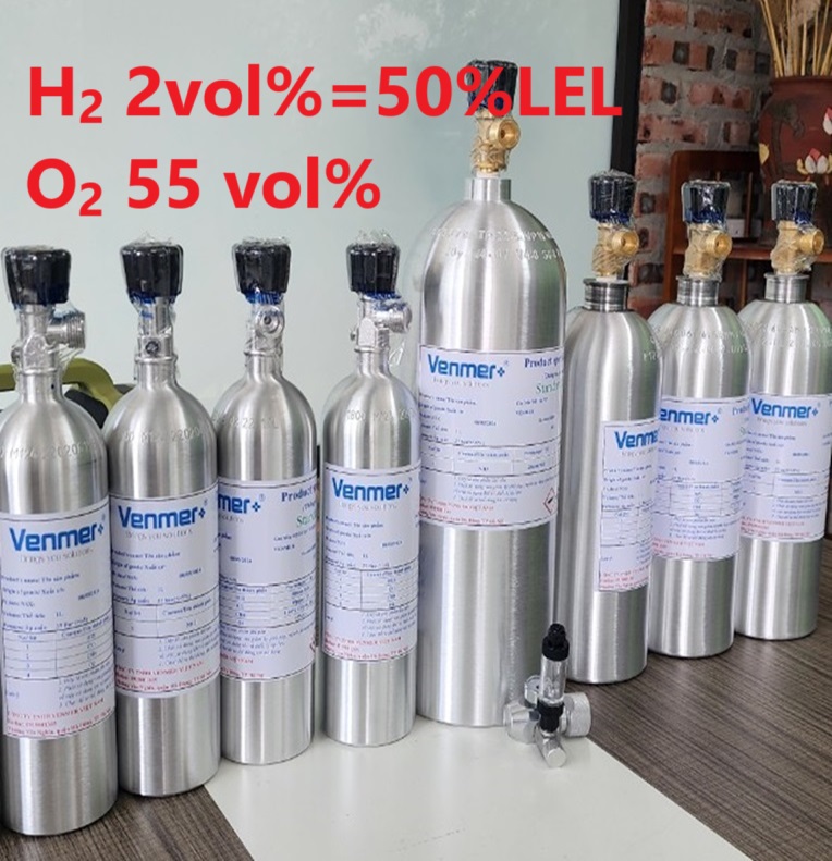 Chai khí H2 Hydro 2 vol % O2 55 vol% Chai khí H2 Hydro 2 vol % O2 55 vol%