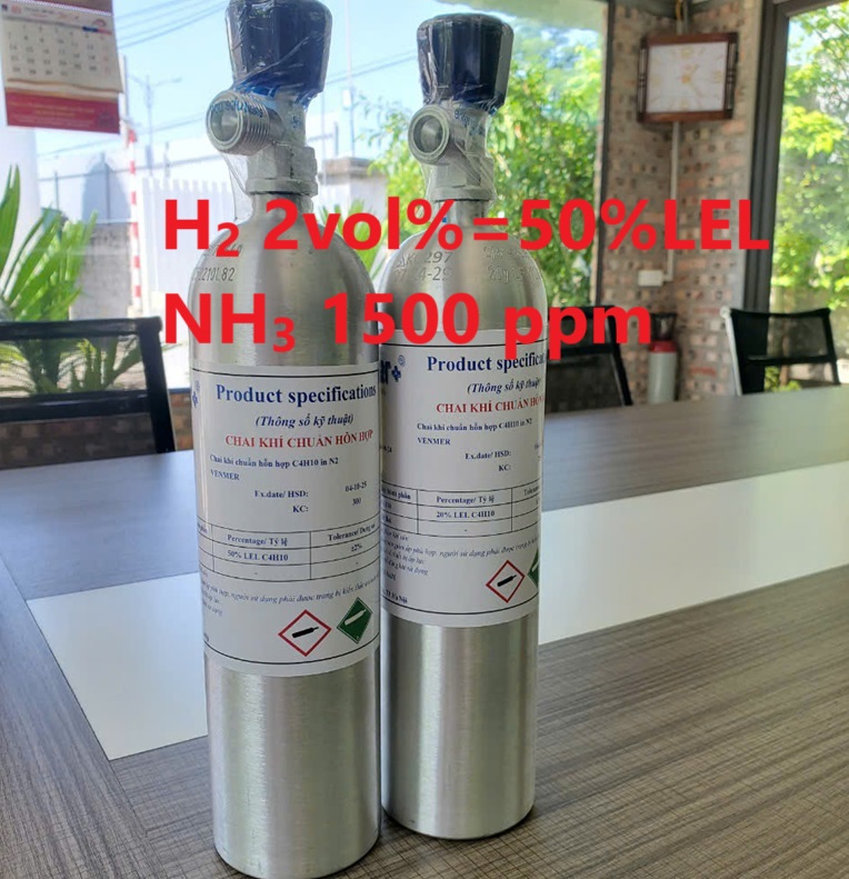 Chai khí H2 Hydro 2 vol % NH3 1500 ppm Chai khí H2 Hydro 2 vol % NH3 1500 ppm