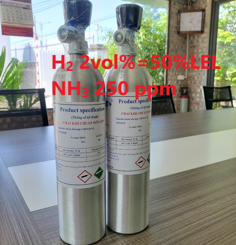 Chai khí H2 Hydro 2 vol % NH3 250 ppm Chai khí H2 Hydro 2 vol % NH3 250 ppm