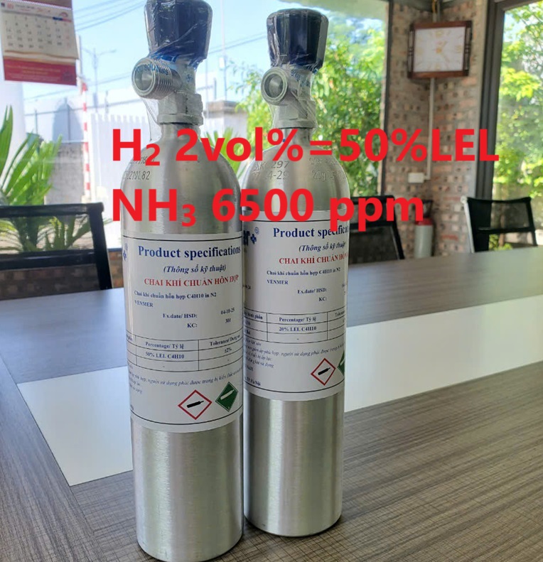 Chai khí H2 Hydro 2 vol % NH3 6500 ppm Chai khí H2 Hydro 2 vol % NH3 6500 ppm