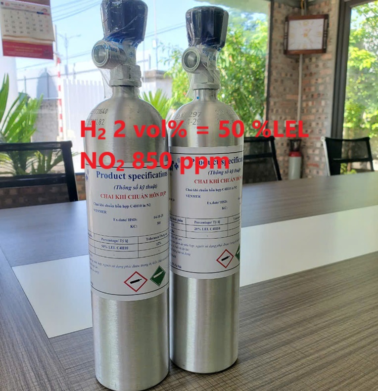 Chai khí H2 Hydro 2 vol % NO2 850 ppm Chai khí H2 Hydro 2 vol % NO2 850 ppm