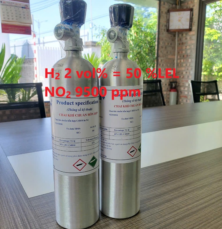 Chai khí H2 Hydro 2 vol % NO2 9500 ppm Chai khí H2 Hydro 2 vol % NO2 9500 ppm