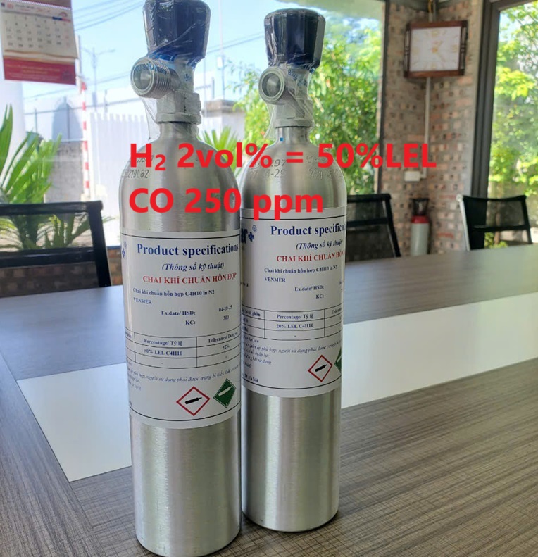 Chai khí H2 Hydro 2 vol % CO 250 ppm Chai khí H2 Hydro 2 vol % CO 250 ppm