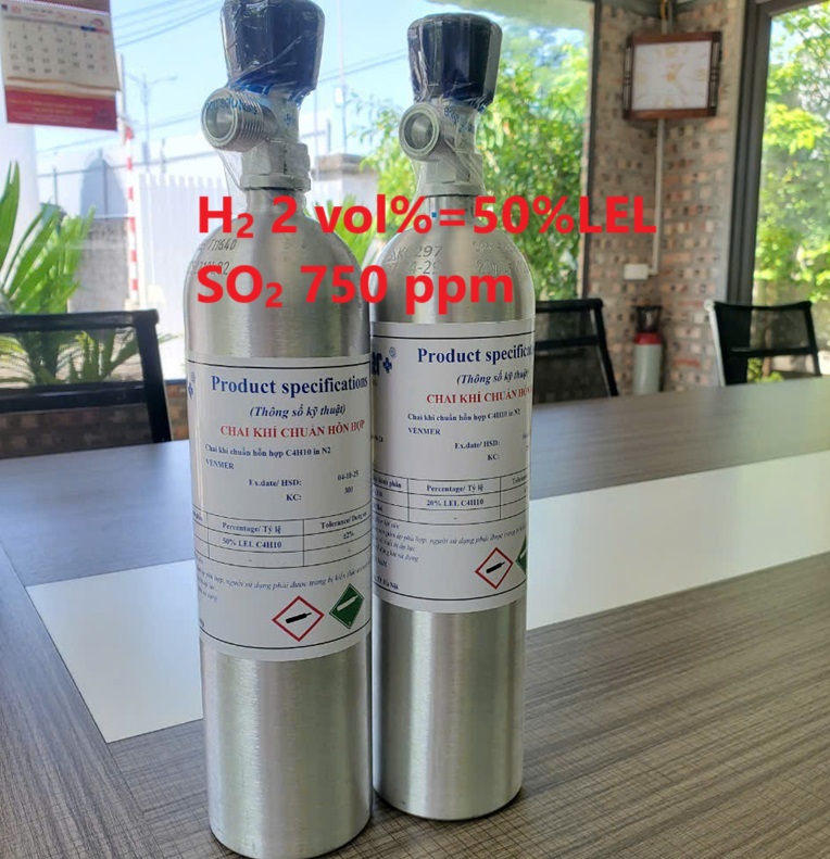 Bình khí H2 Hydro 2 vol % SO2 750 ppm Bình khí H2 Hydro 2 vol % SO2 750 ppm