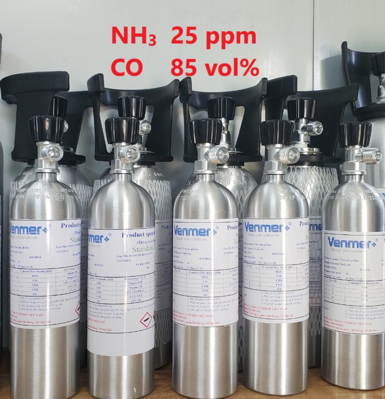 Bình khí chuẩn NH3 25 ppm CO 85 vol % Bình khí chuẩn NH3 25 ppm CO 85 vol %