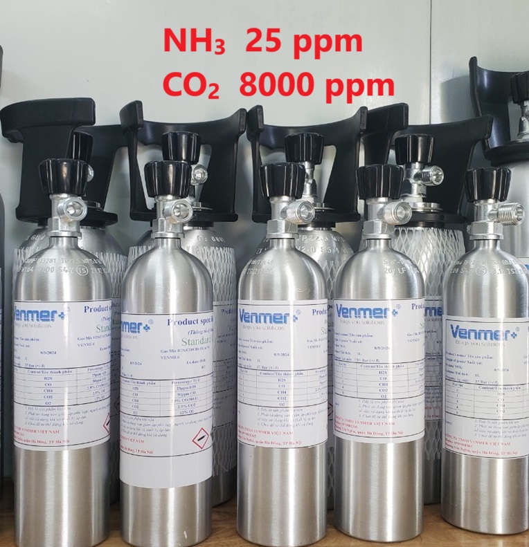 Bình khí chuẩn NH3 25 ppm CO2 8000 ppm Bình khí chuẩn NH3 25 ppm CO2 8000 ppm