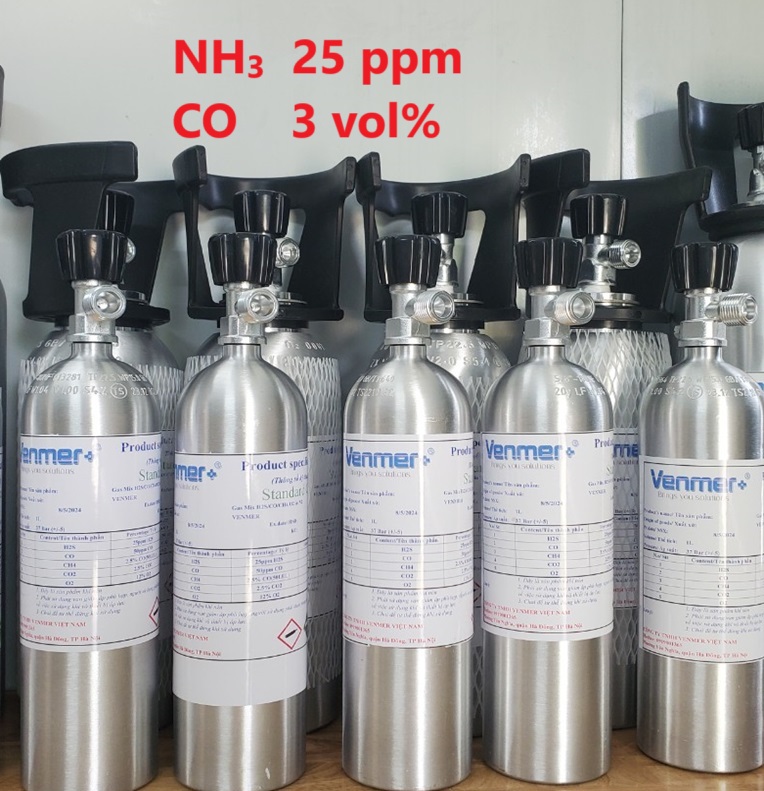 Bình khí chuẩn NH3 25 ppm CO 3 vol % Bình khí chuẩn NH3 25 ppm CO 3 vol %
