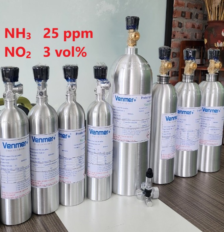 Bình khí chuẩn NH3 25 ppm NO2 3 vol % Bình khí chuẩn NH3 25 ppm NO2 3 vol %